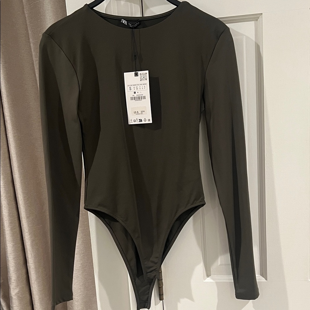 Zara Olive Long Sleeve Bodysuit